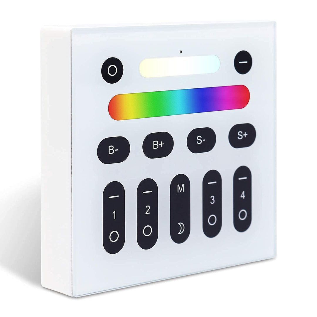 RGBCCT 2.4G RF Remote Control Wall Switch, Color/Color Temperature/Brightness Adjustable, Group Management, Night Light, 9 Modes Changing