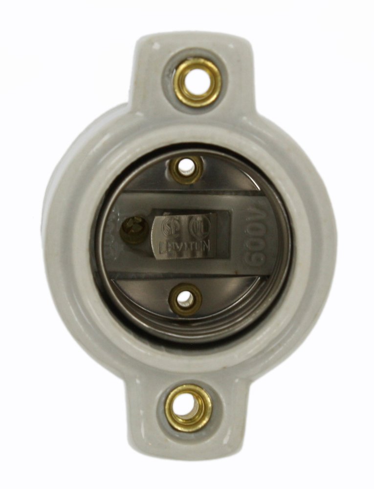 9885 Medium Base, One-Piece, Keyless, Incandescent, Unglazed Porcelain Lampholder, White