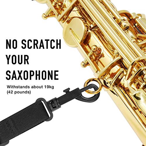 Upgraded Length Tenor Saxophone Neck Strap Soft Sax Leather Strap Padded for Alto and Tenor Saxophone