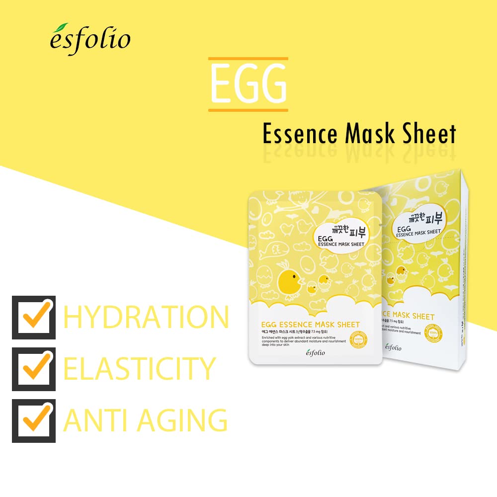 Esfolio Pure Skin Mask Box, Egg Essence, 11.8 Ounce