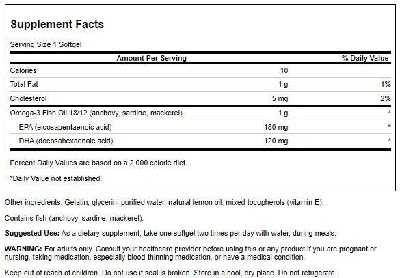 Swanson Omega 3 Fish Oil Supplement Heart Brain and Joi