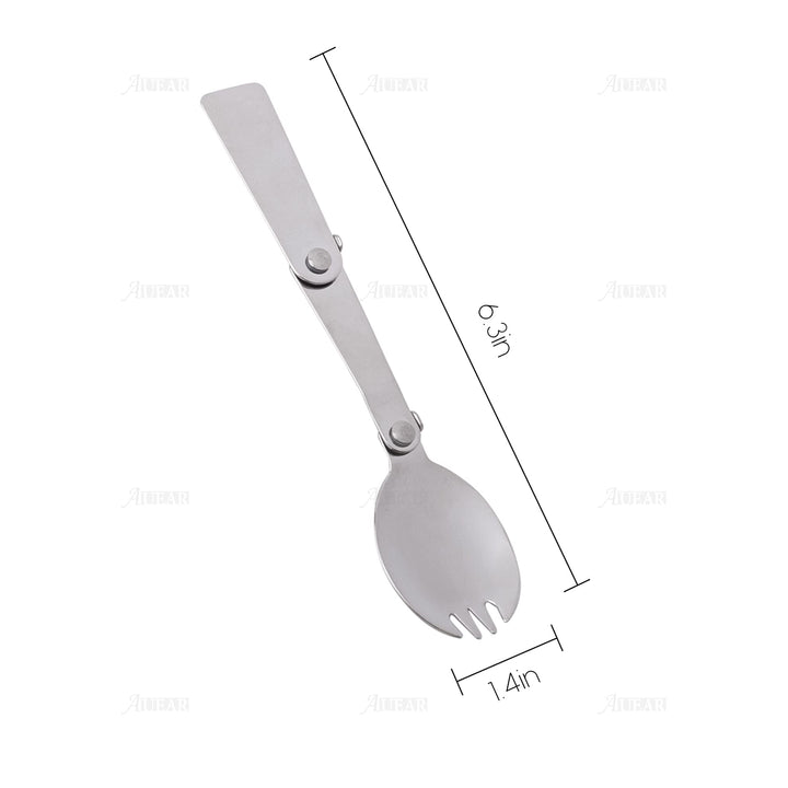 AUEAR, 3 Pack Foldable Muti-Function Stainless Steel Spork Flatware Cutlery Spoon Fork with Carrying Case Travel and Other Outdoor Activities