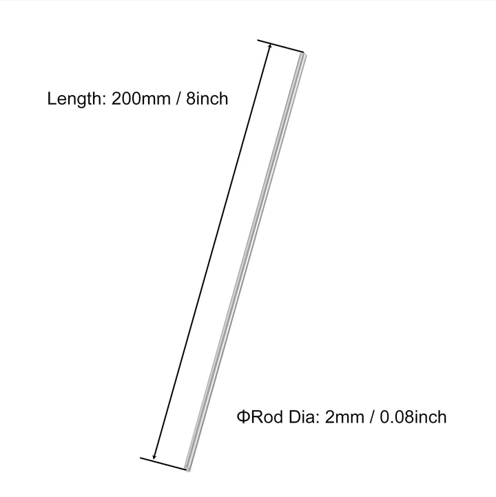 2mm x 200mm 304 Stainless Steel Round Rod, Metal Solid Shaft Rods Lathe Bar Stock for DIY Crafts Model Car Helicopter Airplane 10pcs