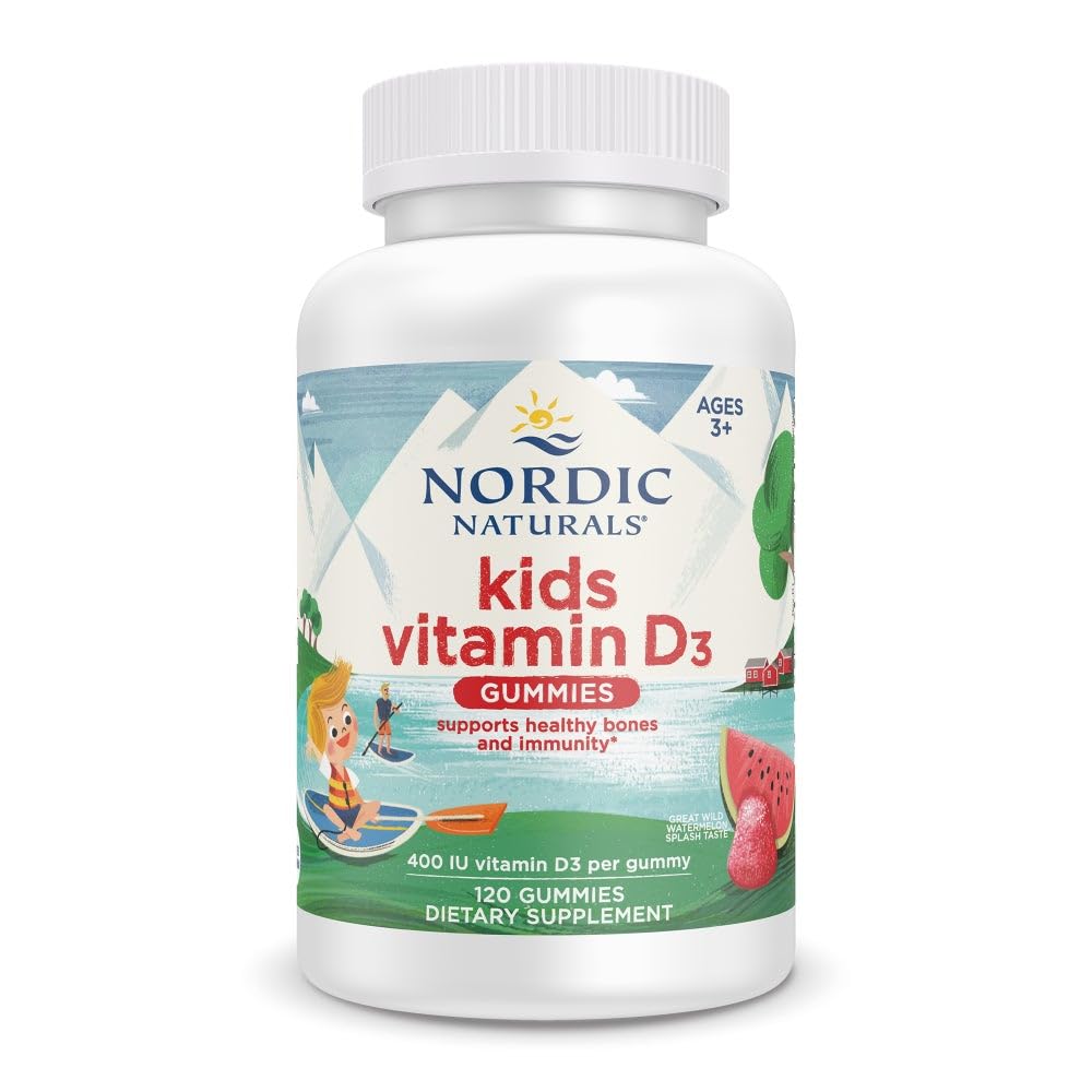 Vitamin D3 Gummies Kids, Wild Watermelon Splash - 120 Gummies - 400 IU Vitamin D3 - Bone Health, Healthy Immunity - Non-GMO, Vegetarian - 120 Servings