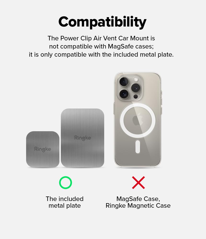 Power Clip Air Vent Car Phone Holder Mount Double Knob Space Saving Technology Premium Magnet Universal Dashboard Stand 2 in 1 Package