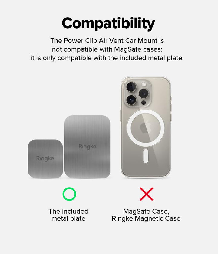 Power Clip Air Vent Car Phone Holder Mount Double Knob Space Saving Technology Premium Magnet Universal Dashboard Stand 2 in 1 Package