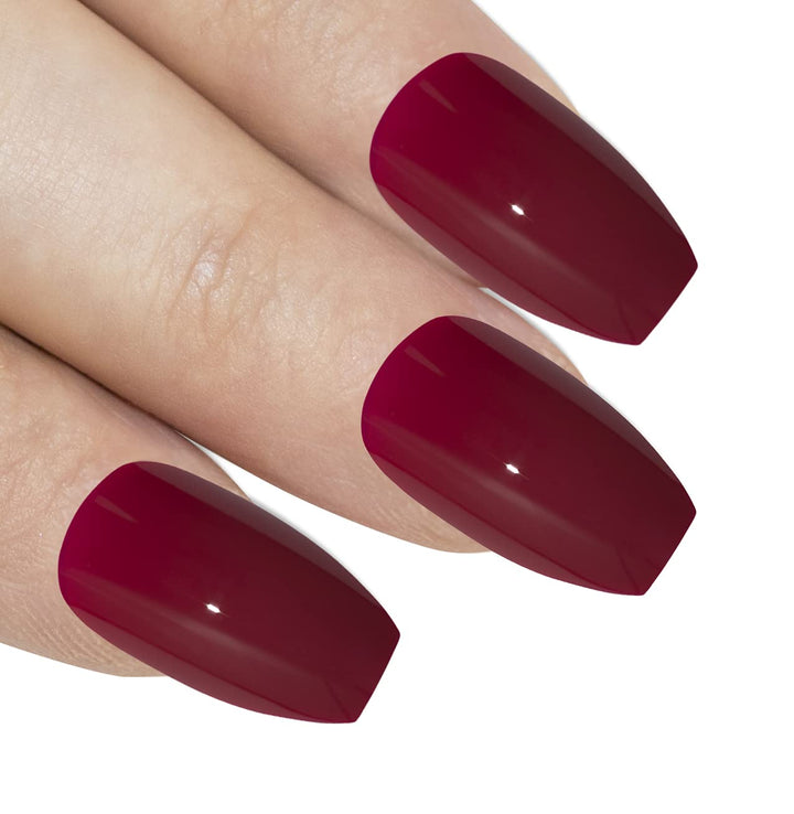 Ballerina False Nails Fake Coffin Polished Red 24 Long Acrylic Tips