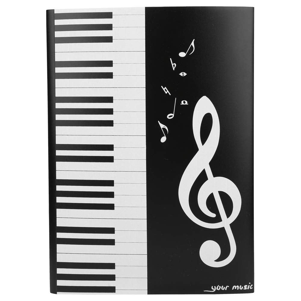 A4 Size Music Sheet File Folder, Durable 4 Pages Music Score Folder, Piano Black Students Musicians for Daily Archiving Storage of Files
