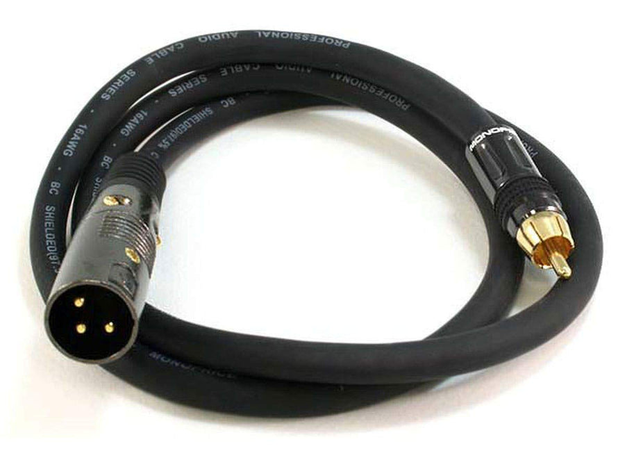 Monoprice XLR Male to RCA Male Cable - 3 Feet - Black, 