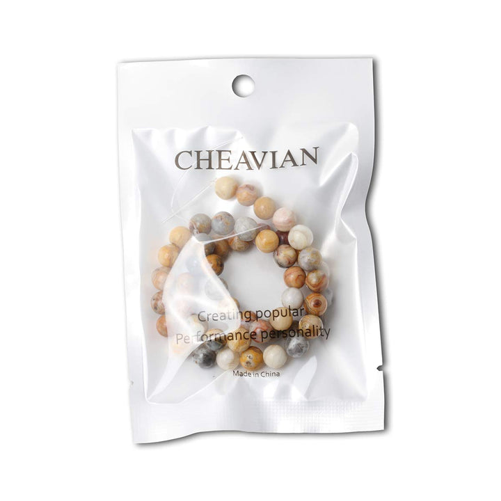 45PCS 8mm Natural Yellow Crazy Lace Agate Gemstone Round Loose Beads for Jewelry Making 1 Strand 15