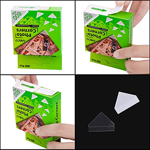 600 Pieces Clear Self-Adhesive Picture Mounting Corner Stickers Transparent Acid-Free Photo Mounting Corners for Scrapbooking Diary Journal