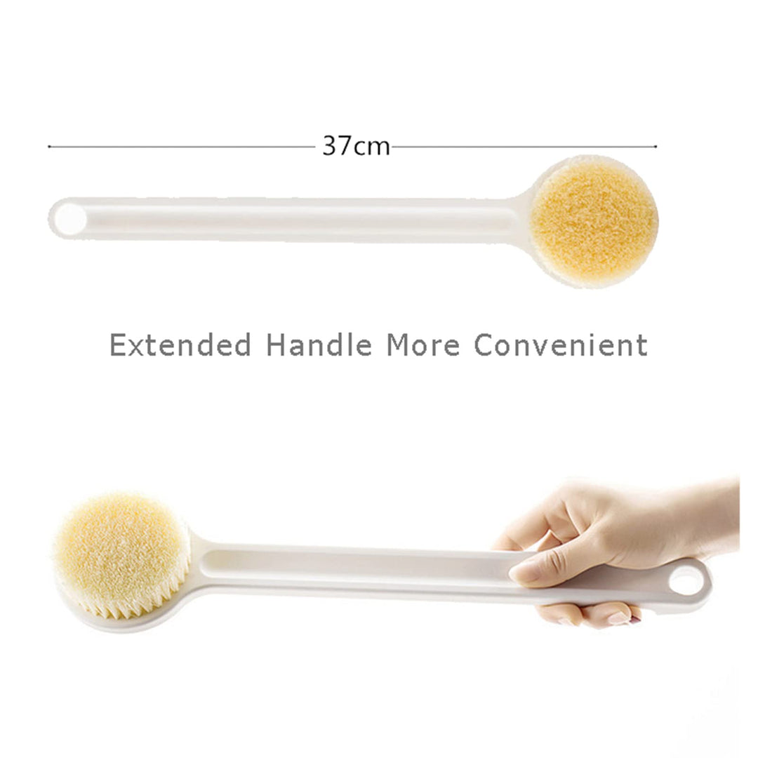 Bathroom Body Brush for Shower, Wet Shower Brush with Long Non-Slip Handle, Back Scrubber Body Scrubber Exfoliator, Softer Bristles, Beige, 1 Pcs