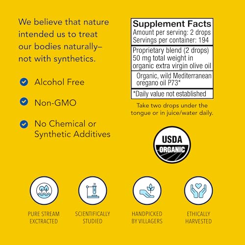 NORTH AMERICAN HERB &amp; SPICE Oreganol - 1 fl. oz. - Unprocessed, Wild, Organic Oregano Oil - Mediterranean Source P73 - Non-GMO - 432 Servings