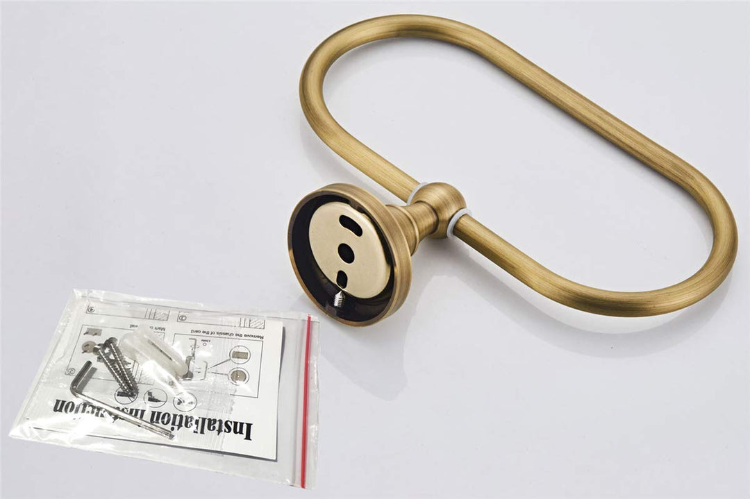 Oval Towel Ring Antique Brass Hanger Hand Towel Holder for Bathroom Kitchen Accessories Wall Mounted, Brushed Bronze