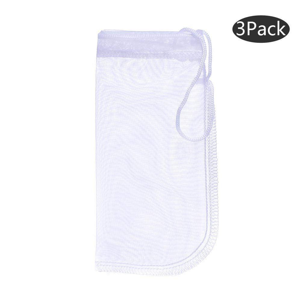 ALEGI Media Filter Bag Aquarium Extra Fine,Reusable 180 Micron Drawstring Mesh Filter Bags for Very Fine Resins Filter (7.5*3.6 (3 Pack))