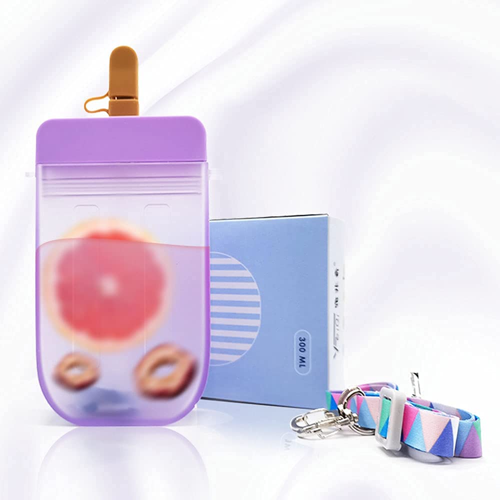 AGUDOU Cute Water Bottles with Straw, Sports Popsicle W