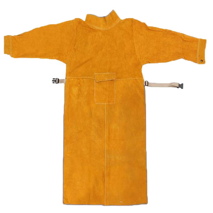 Leather Welding Apron with Sleeve,Heavy Duty Welding Jacket,Heat Flame Resistant Weld Coat for Men Women,L