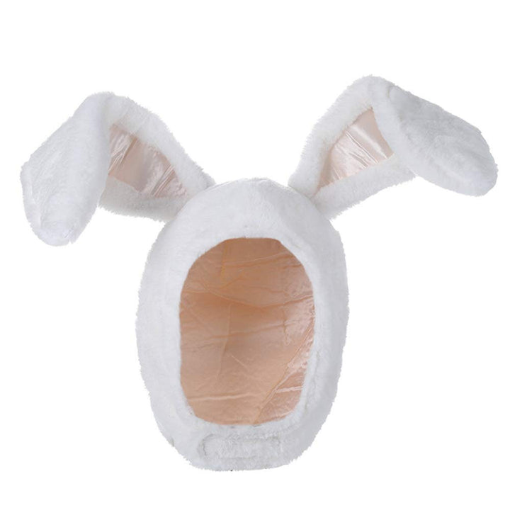 Plush Fun Bunny Ears Hood Women Costume Hats Cosplay Christmas Party Holiday Hat, White