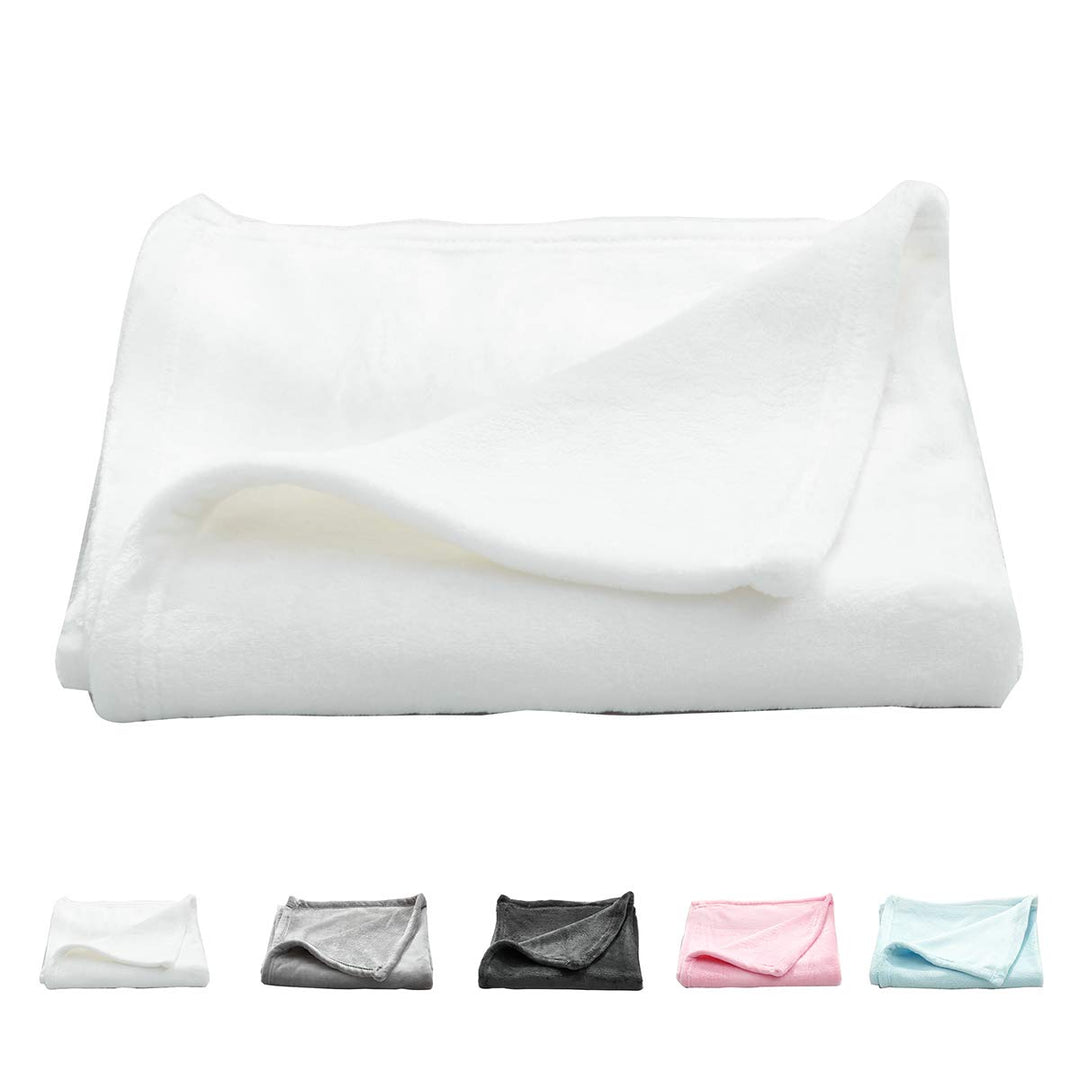 All-Season Ivory White Flannel Fleece Baby Blanket for Girls &amp; Boys - Ultra Soft Plush Thin Kids Toddler Blanket for Crib, Pram Strollers, Sofa, 100% Microfiber Polyester 27x39