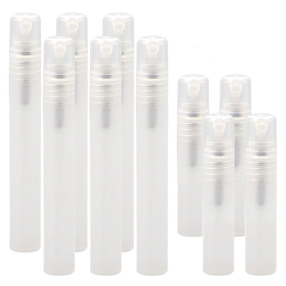 [10Pcs/Pack]Frosted Plastic Tube Empty Refillable Perfume Bottles Spray for Travel and Gift,Mini Portable pen (10Pcs/Pack,10ml x 6Pcs + 5ml x 4Pcs)