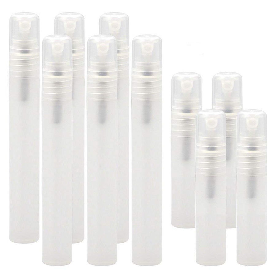 [10Pcs/Pack]Frosted Plastic Tube Empty Refillable Perfume Bottles Spray for Travel and Gift,Mini Portable pen (10Pcs/Pack,10ml x 6Pcs + 5ml x 4Pcs)