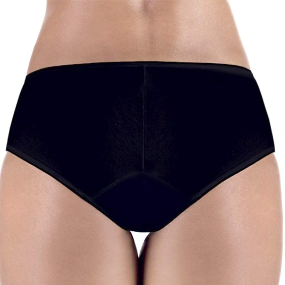 Washable Urinary Incontinence Bikini Underwear for Women with Front Absorbent Area (Black, Large)