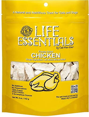 All-Natural Freeze Dried Chicken Treats for Dogs & Cats No Grains, Fillers, Additives and Preservatives Proudly Made in The USA - 6 Pack (5 oz. Bag)