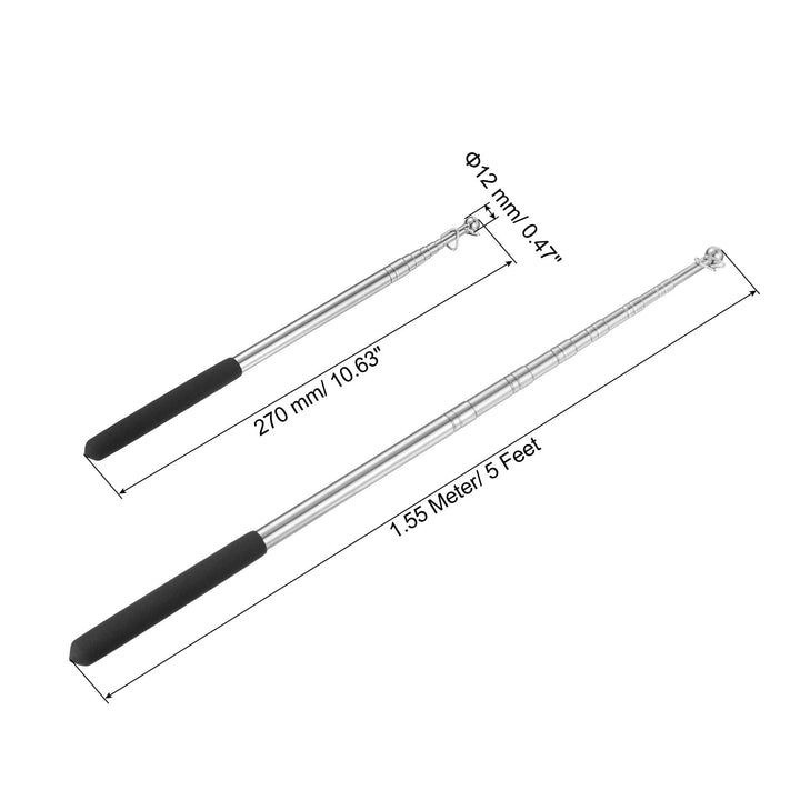 5 Feet Telescopic Handheld Flagpole, Stainless Steel Extendable Retractable Baton Portable Guide Flag Pole for Tour Guides Teacher Pointer, Black