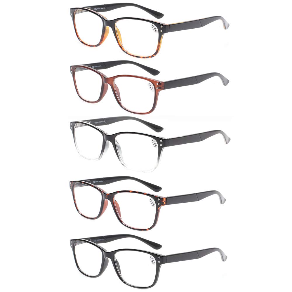 Reading Glasses 5-Pack Quality Readers Spring Hinge Gla