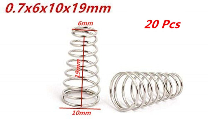 Compression Spring, 10x6x19mm Metal Taper Conical Compression Spring Silver Tone 20 pcs
