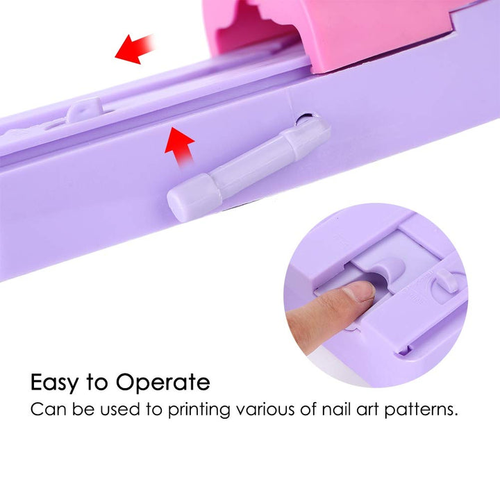 Nail Art Pattern Printer, DIY Stamper Manicure Printing Machine Printers Tool Set (1*Main Machine + 6*Pcs of Stainless Steel printed Templates + 1*User Manual)
