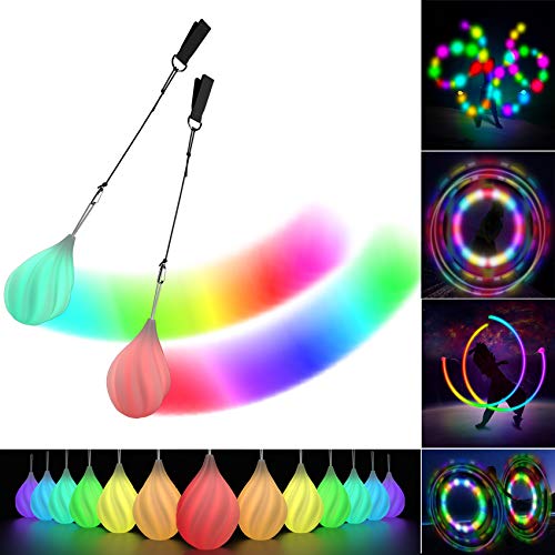 LED Poi Balls Set for Children and Adults - Luminous Premium Toy for Beginners &amp; Professionals | LED Pois Kids Juggling | Juggling Set &amp; Light Painting Accessories | Fire Poi Balls &amp; Luminous Balls