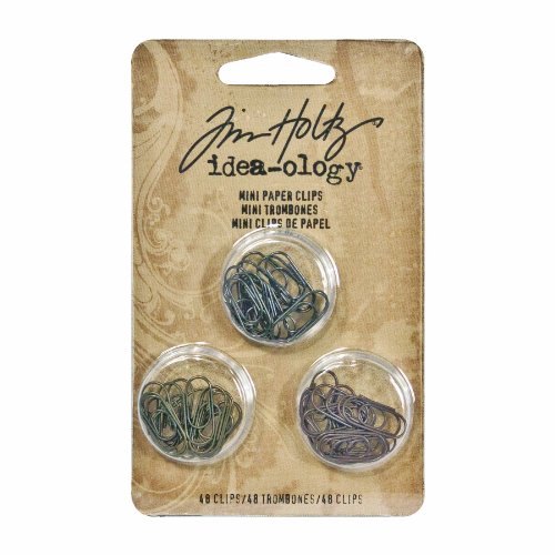 Metal Mini Paper Clips by Tim Holtz Idea-ology, 48 per Pack, 5/8 Inch, Antique Finishes, TH92791
