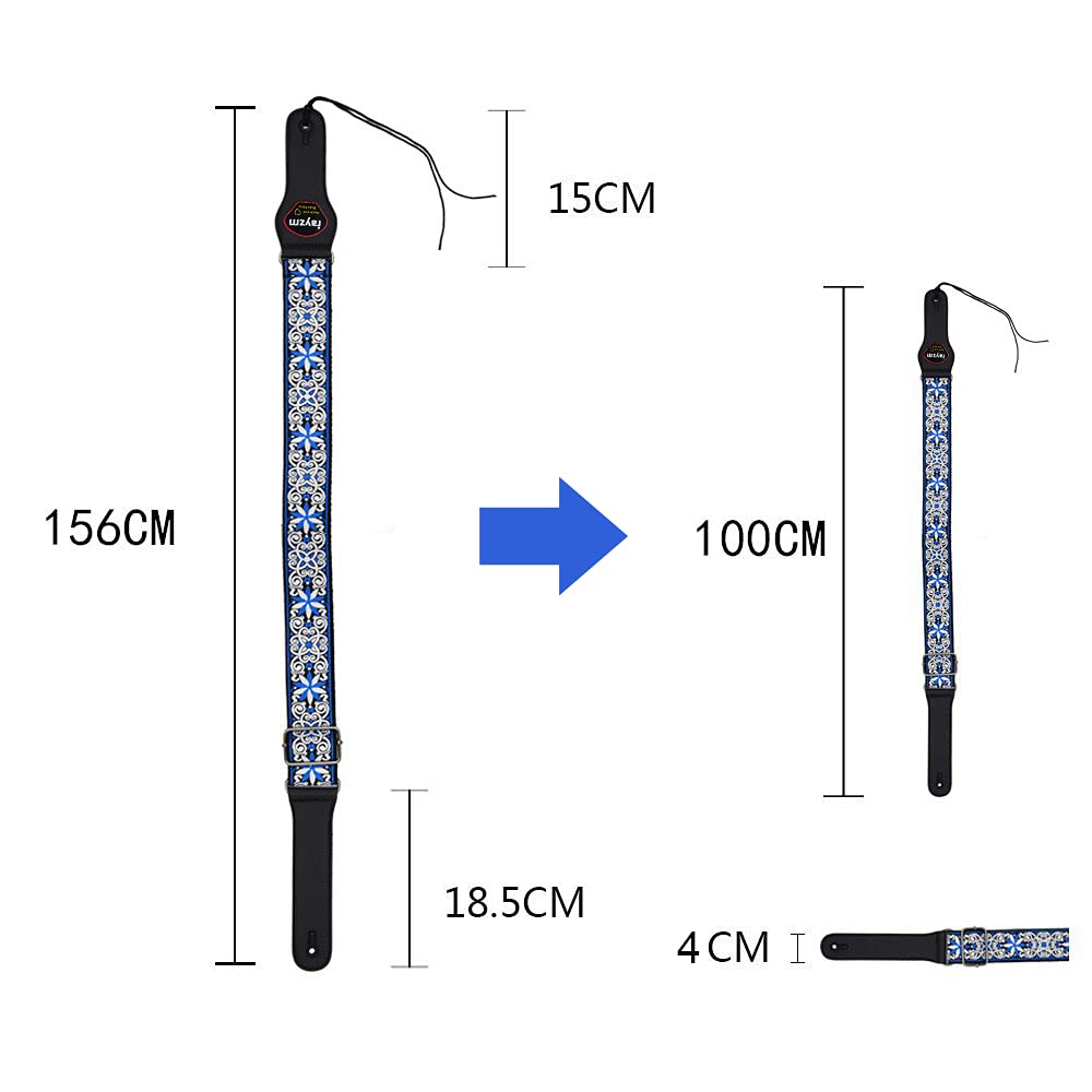 Rayzm Embroidery Guitar Strap, Jacquard Weave Cotton St