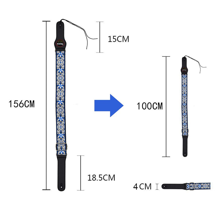 Rayzm Embroidery Guitar Strap, Jacquard Weave Cotton St