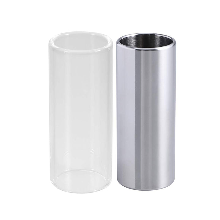 Guitar Slides for Electric 2Pcs Medium Guitar Slides Guitar Picks Glass Slide Stainless Steel Slide Medium Bottleneck Slides for Guitar Bass 60MM (Transparent And Silver) Lap Steel Guitar