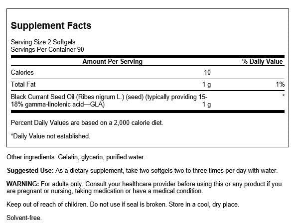 Black Currant Seed Oil - Herbal Supplement Promoting Immune System & Heart Health Support - Natural Formula Supporting Joints Health - (180 Softgels, 500mg Each)