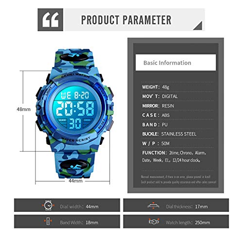 Boys Watches Ages 4-15, Kids Camouflage Digital Sports Waterproof Outdoor Analog Electronic Watches with Alarm Stopwatch, Children Birthday Presents Gifts Toys for Age 4-12 Year Old Boys Girls