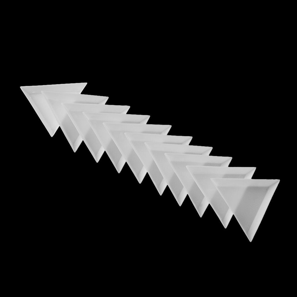 White Plastic Triangle Tray Nail Art Rhinestones Gems Crystal Beads Sorting Tray Manicure Tool