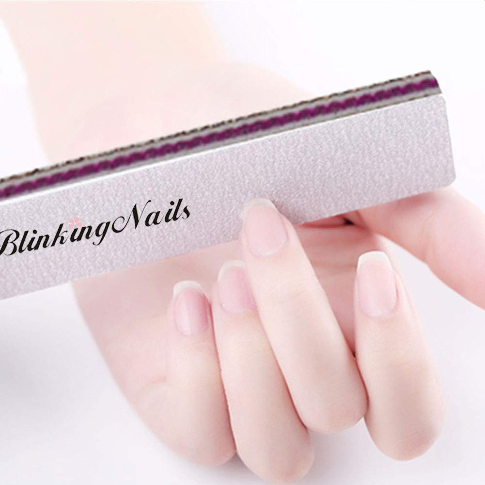 10Pcs Nail File 80/100 Grit Professional Nail Files and Buffers for Natural Nails Double Sides Washable Block Disposable Nail Files for Nail Art DIY or Nail Manicure Salon