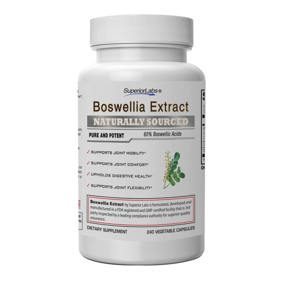 Boswellia Extract - Pure Non GMO Boswellic 65% Acids. Superior Absorption Zero Synthetic Additives - Powerful Formula Joint, Knees, HIPS, Immune, 500mg SVG, 240 Veg Capsules