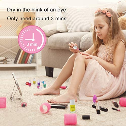 Non Toxic Kids Nail Polish Set for Toddler Water Based Peel-Off odorless Quick Dry Natural, Gifts for Girls (11 Colors + 1 Coat)