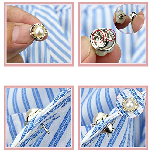 DENALY 40 Pieces Women Shirt Brooch Buttons Cover up Button Pin Safety Brooch Buttons for Clothing Dress Supplies Lapel Pins Vest Safety Buckle Metal Tie Tacks Pin (Total 40pcs)