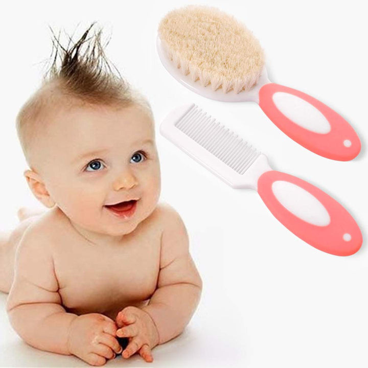 Baby Hair Brush for Newborns & Toddlers | Natural Soft Goat Bristles | Ideal for Cradle Cap | Perfect Baby Registry Gift (Light Pink)