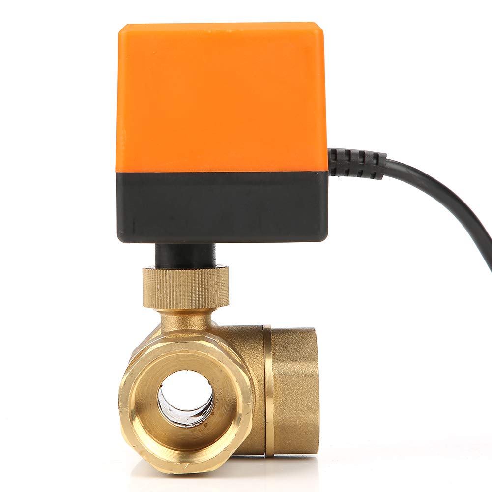 DN25 3 Way 3 Wires Motorized Ball Valve G1 Brass Built-in Actuator Electrical Ball Valve for Air Conditioner DC 24V