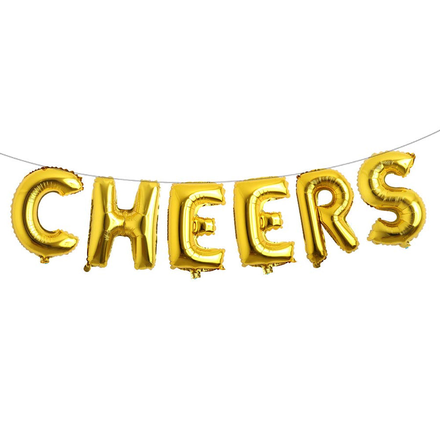 16 Cheers Balloons Banner,Cheers Letter Balloon,Cheers Decor, Celebration Balloons,Celebration Decoration,Cheers Party, Multicolor (L Cheers Silver)