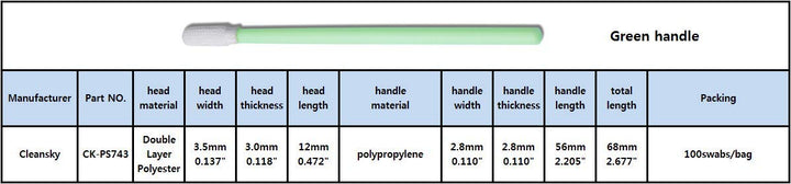 100pcs 2.677 Cleanroom Polyester Tip Cleaning Swabs for Camera Sensor, Optic Lens, Headphone Jack, Precision Instrument, Electronics CK-PS743 (100)