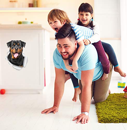 Winston &amp; Bear 3D Smiling Rottweiler Stickers - 2 Pack - Rottweiler Wall Decals - Dog Lover Gifts - Dog Stickers for Bedroom - Fridge - Toilet - Car - Retail Packaged