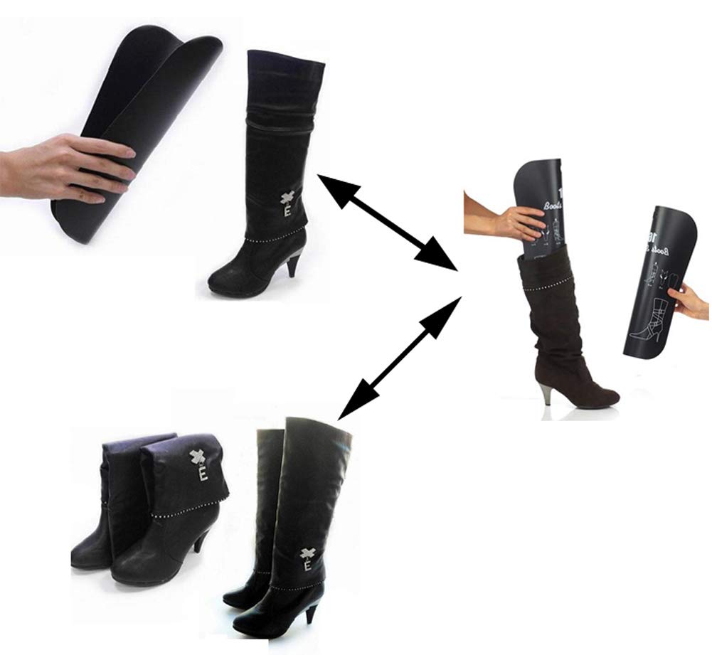 SYBL 2 Pairs(4 Sheets) Boot Shaper Form Inserts Tall Boot Support Shaper Thicken Shoe Tree Shape Holder for Women and Men,Black 16 Inches