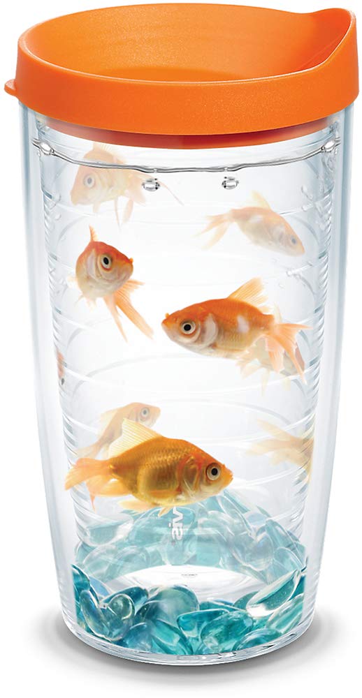 Goldfish Made in USA Double Walled Insulated Tumbler Travel Cup Keeps Drinks Cold &amp; Hot, 16oz, Classic